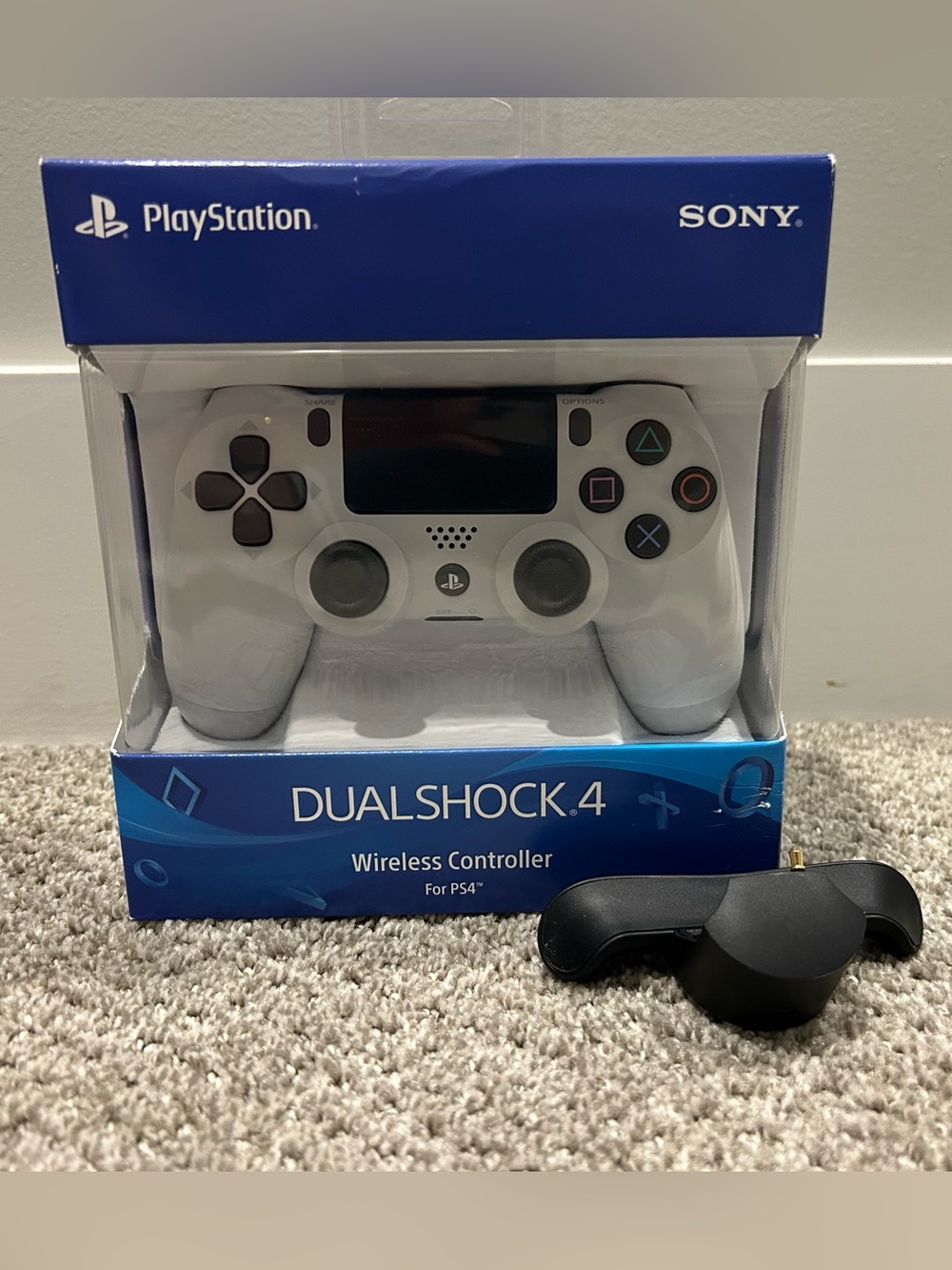 Sony DualShock 4 Wireless Controller White and Black Accents with paddle adapter